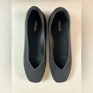 NEW Vivaia Square-Toe V-Cut Flats (Margot
2.0) in Black Sz 7|EU 38.5